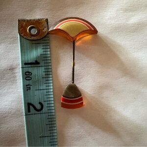 Vintage Art Deco Amber Celluloid Jabot Pin Brooch